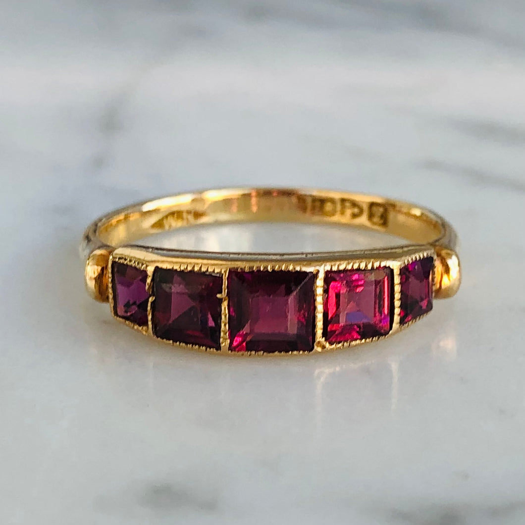 Rhodolite Garnet Five Stone Ring