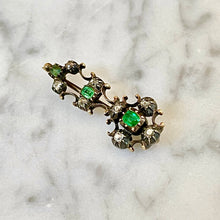 Load image into Gallery viewer, Emerald &amp; Diamond Halley’s Comet Brooch

