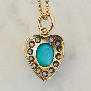 Turquoise and Diamond Heart Pendant