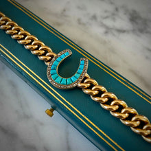 Load image into Gallery viewer, Bespoke Turquoise &amp; Diamond Horseshoe Bracelet
