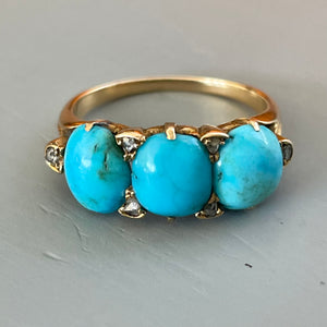RESERVED Turquoise Three Stone Ring