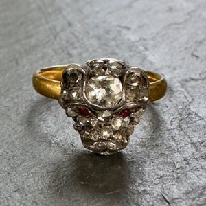 APOR Bespoke ~ Antique Gold and Diamond Bulldog Ring