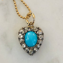 Load image into Gallery viewer, Turquoise and Diamond Heart Pendant
