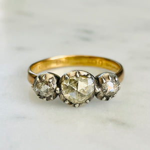 Bespoke Rose Cut Diamond Trilogy Ring