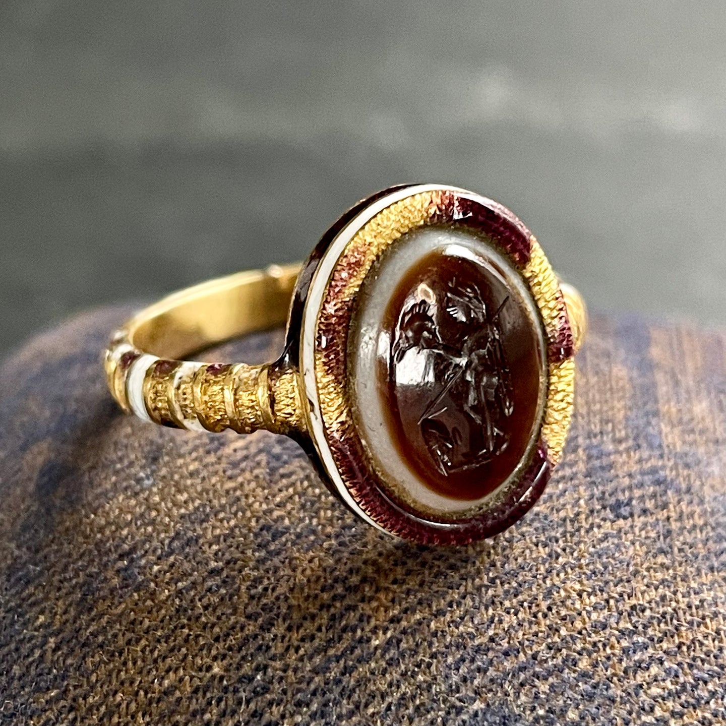 Ancient Intaglio Enamel Ring