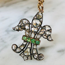 Load image into Gallery viewer, Diamond and Emerald Fleur-de-Lys Pendant/Brooch
