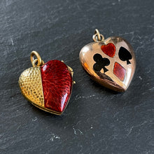 Load image into Gallery viewer, Hold for T Enamel and Gold Heart Pendant Set
