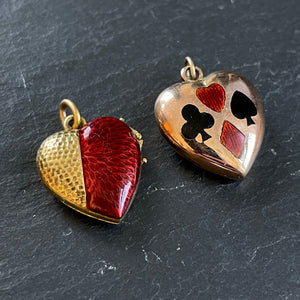 Hold for T Enamel and Gold Heart Pendant Set
