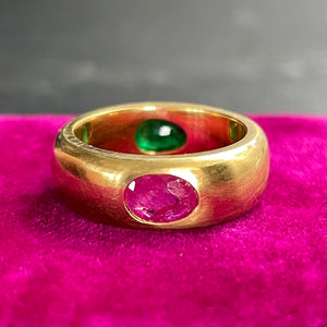 Bespoke Pink Sapphire & Emerald *Gemini* Ring
