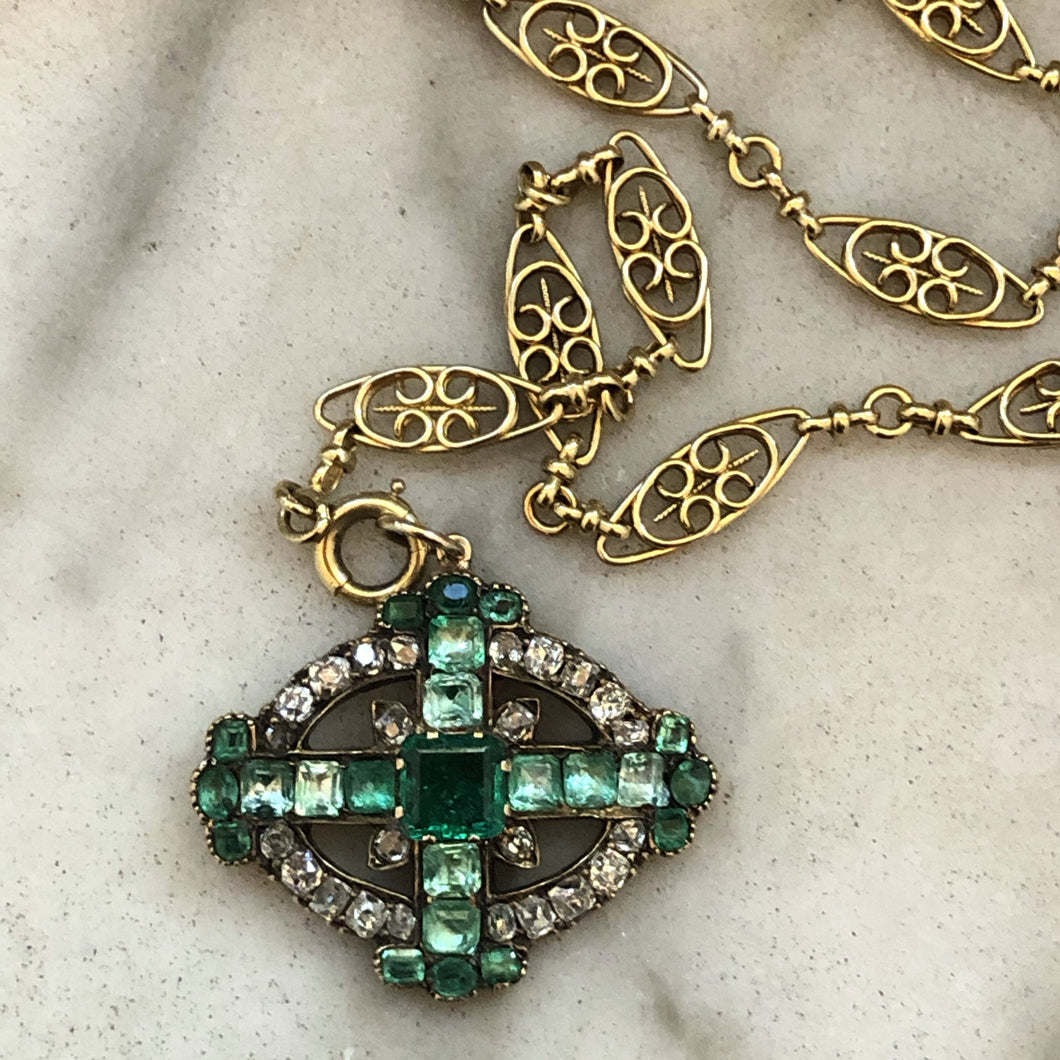 Emerald and Diamond Pendant