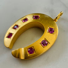 Load image into Gallery viewer, Pink Sapphire Horseshoe Pendant
