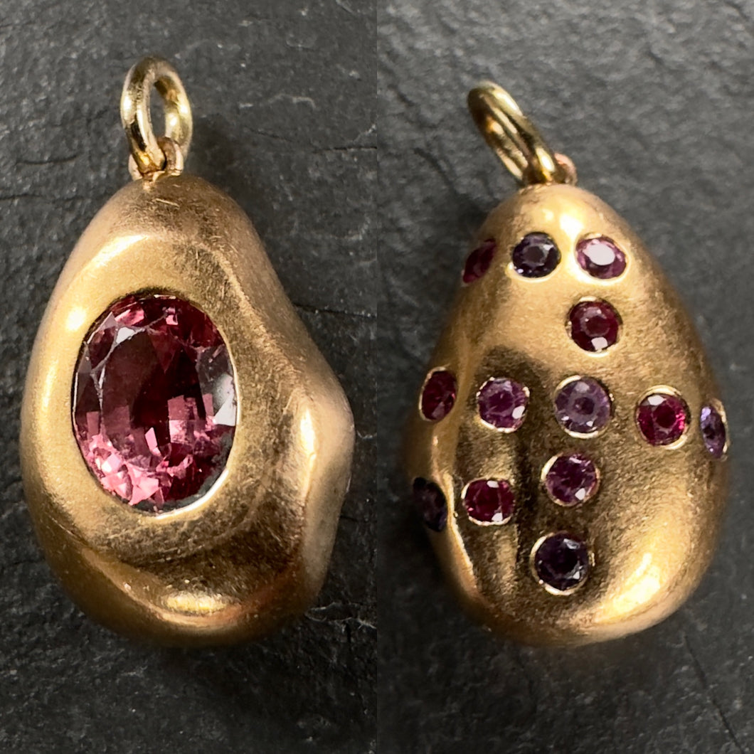 20k Gold Padparadscha Sapphire Pendant 13