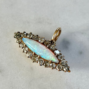 RESERVED Bespoke Fire Opal and Diamond “Evil Eye” Pendant