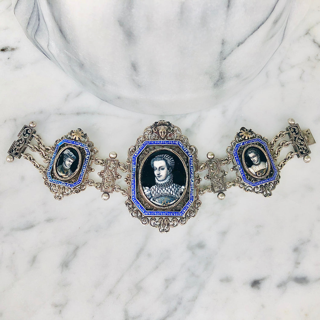 French Enamel Portrait Bracelet