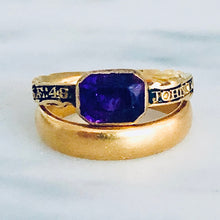 Load image into Gallery viewer, Amethyst and Black Enamel Mourning Ring
