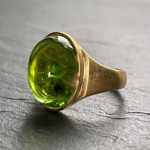 Bespoke Lime Tourmaline Signet Ring