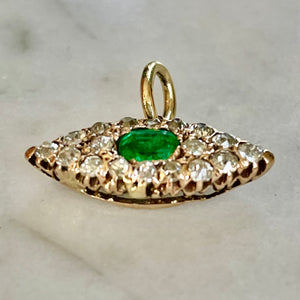 Reserved Bespoke Emerald and Diamond “Evil Eye” Pendant