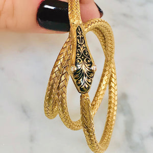 RESERVED Gold and Enamel Snake Necklace