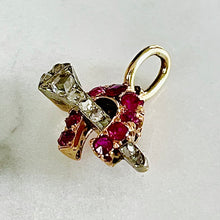 Load image into Gallery viewer, Ruby and Diamond Horseshoe/Nail Pendant
