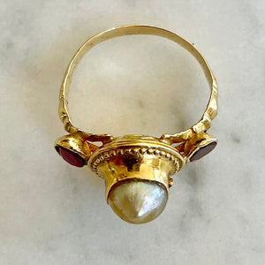 19th Century Pearl and Garnet Ring