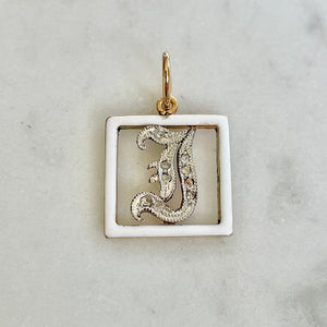 Enamel & Diamond “J” Pendant