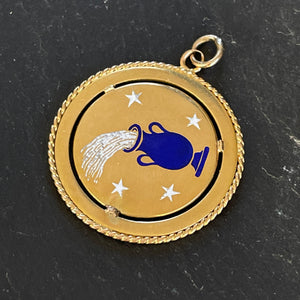 Reserved for E - Gold and Enamel Aquarius Pendant