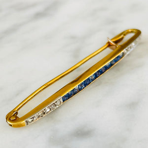Sapphire & Diamond Safety Pin Brooch