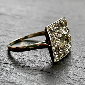 French Diamond Plaque Ring