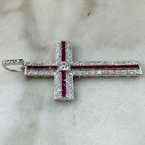 Ruby & Diamond Cross Pendant