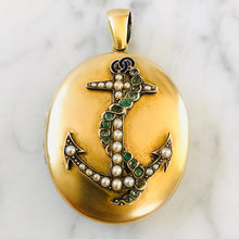 Load image into Gallery viewer, Anchor &amp; Rope Gold Locket Pendant
