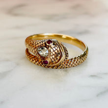 Load image into Gallery viewer, Diamond &amp; Ruby Snake Ring
