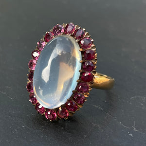 PENDING SALE Ruby and Moonstone Ring