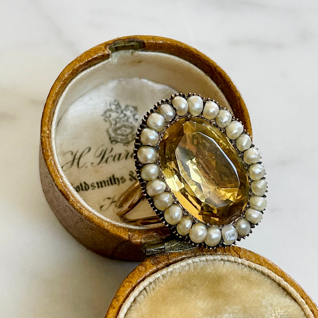 Citrine & Pearl Memorial Ring