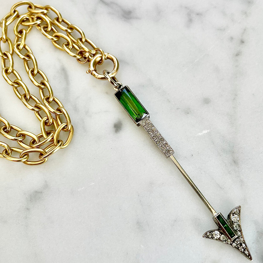 Tourmaline & Diamond Arrow Pendant