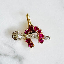 Load image into Gallery viewer, Ruby and Diamond Horseshoe/Nail Pendant
