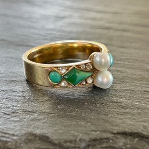 French Turquoise & Pearl Ring