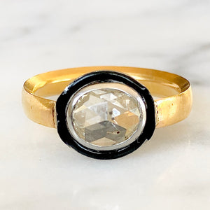 Bespoke Diamond and Black Enamel Ring