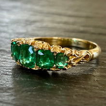 Load image into Gallery viewer, Pending Sale - Colombian Emerald Five Stone Ring

