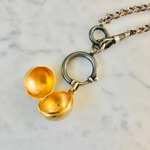 Niello Chain Necklace with Gold Ball