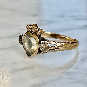 Georgian Stuart Crystal Crowned Heart Ring