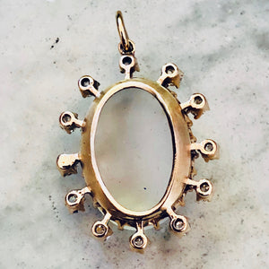 RESERVED Moonstone and Diamond Cameo Pendant