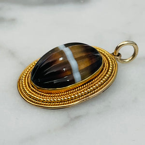 Carved Banded Agate Pendant