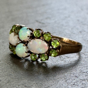 Opal & Demantoid Garnet Ring