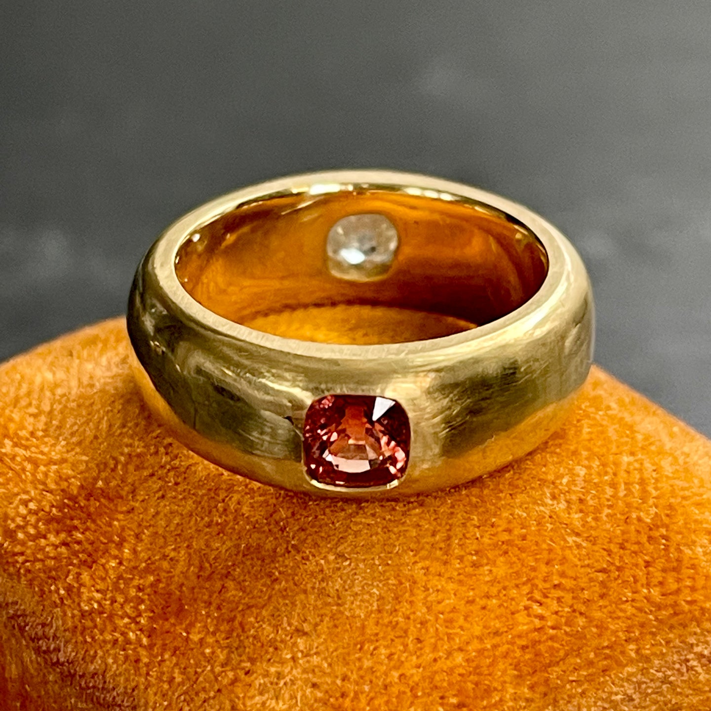 Bespoke Orange Spinel & Diamond *Gemini* Ring