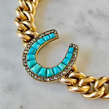 Load image into Gallery viewer, Bespoke Turquoise &amp; Diamond Horseshoe Bracelet
