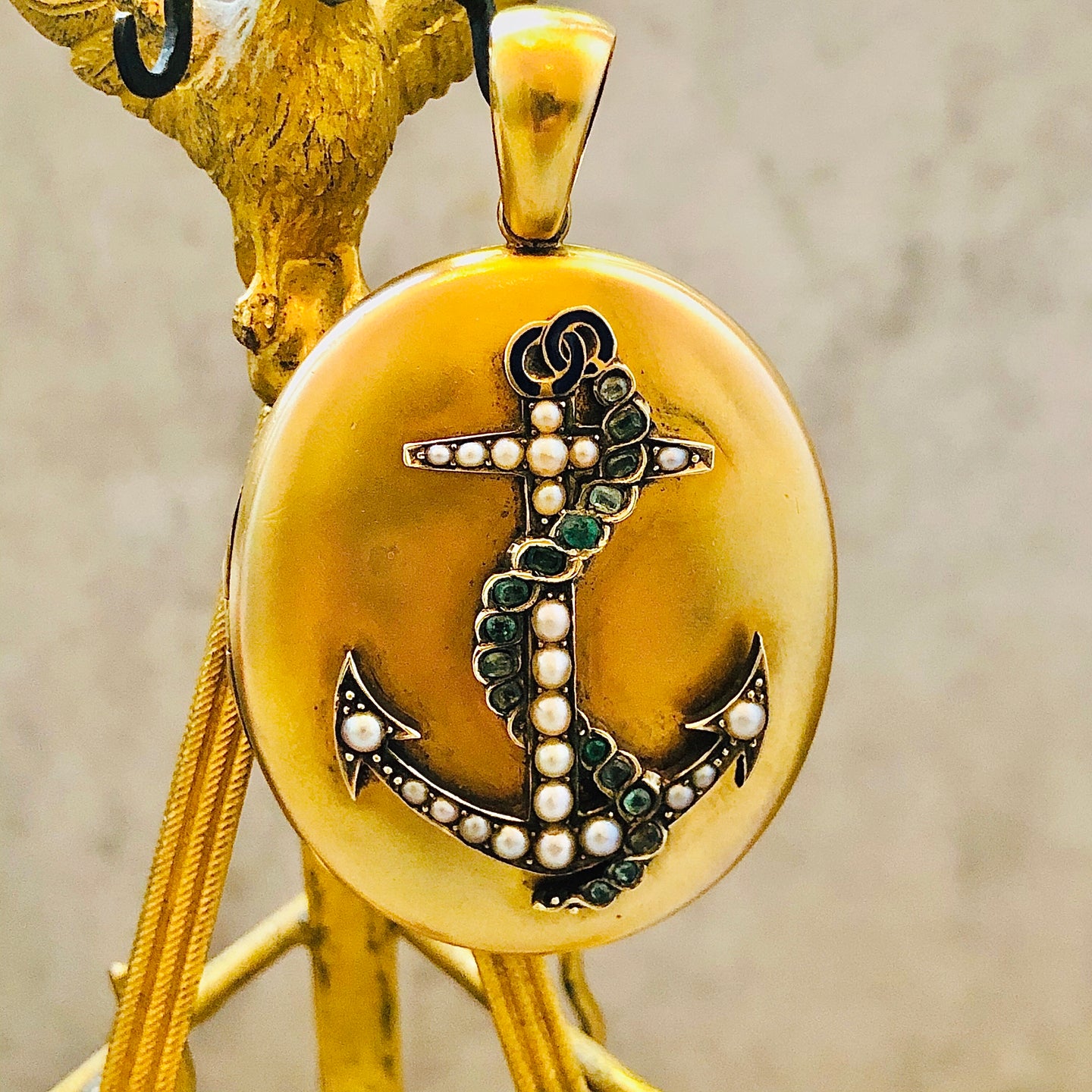 Anchor & Rope Gold Locket Pendant