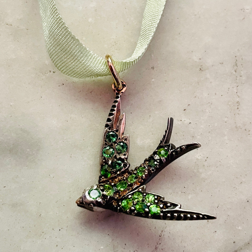 Demantoid Garnet Swallow Pendant