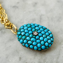 Load image into Gallery viewer, Pending sale Turquoise and Diamond Locket
