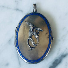 Load image into Gallery viewer, Silver Plate &amp; Enamel Dragon Locket

