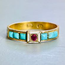 Load image into Gallery viewer, Turquoise, Pink Topaz &amp; Enamel Ring
